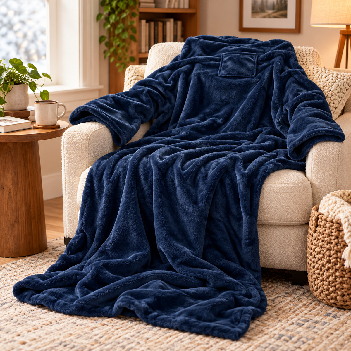 Heated Blanket with Sleeves, Chest Panel Lounge Wrap