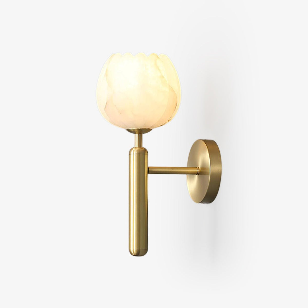 Alabaster Flower Wall Sconce, Brass or Black Bedside Light