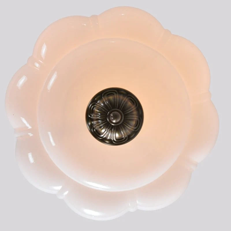 Milk Glass Semi Flush Mount, Pumpkin Shade 3 Light Ceiling
