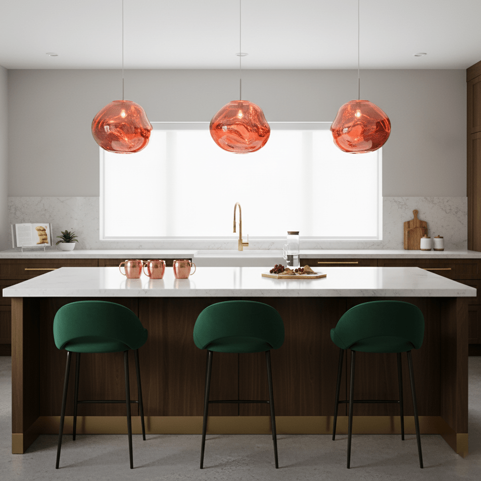 Molten Pendant Light, Mirror Effect Metallic Hanging Lamp