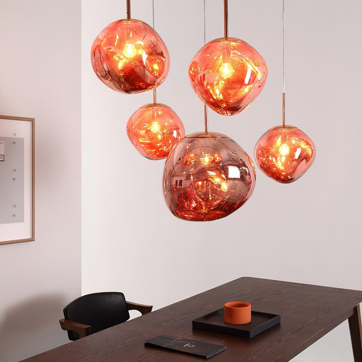 Molten Pendant Light, Mirror Effect Metallic Hanging Lamp