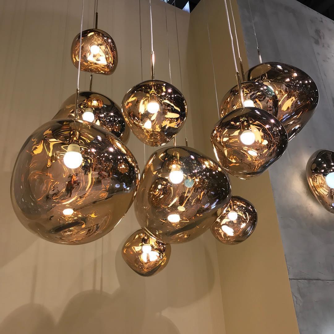 Molten Pendant Light, Mirror Effect Metallic Hanging Lamp