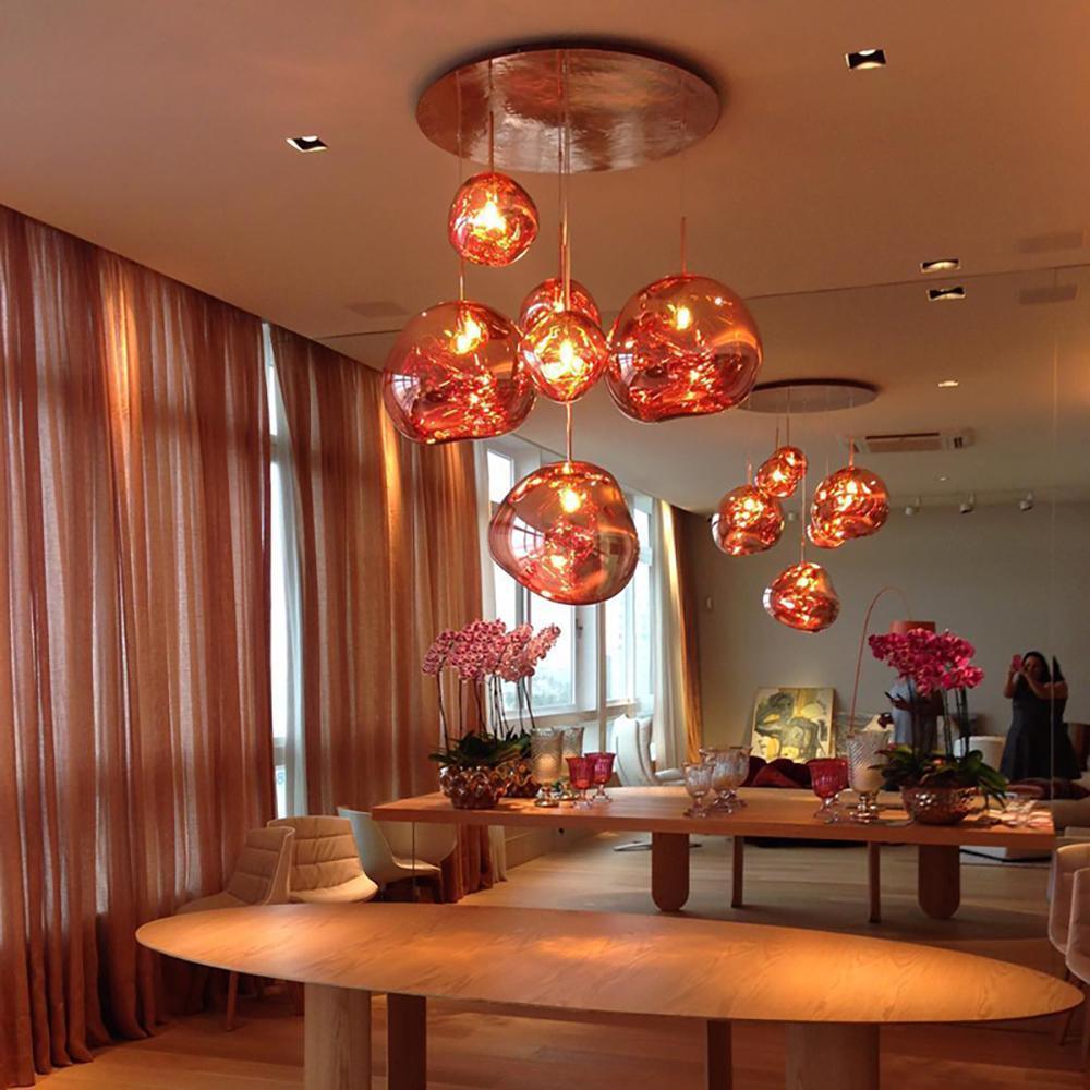Molten Pendant Light, Mirror Effect Metallic Hanging Lamp