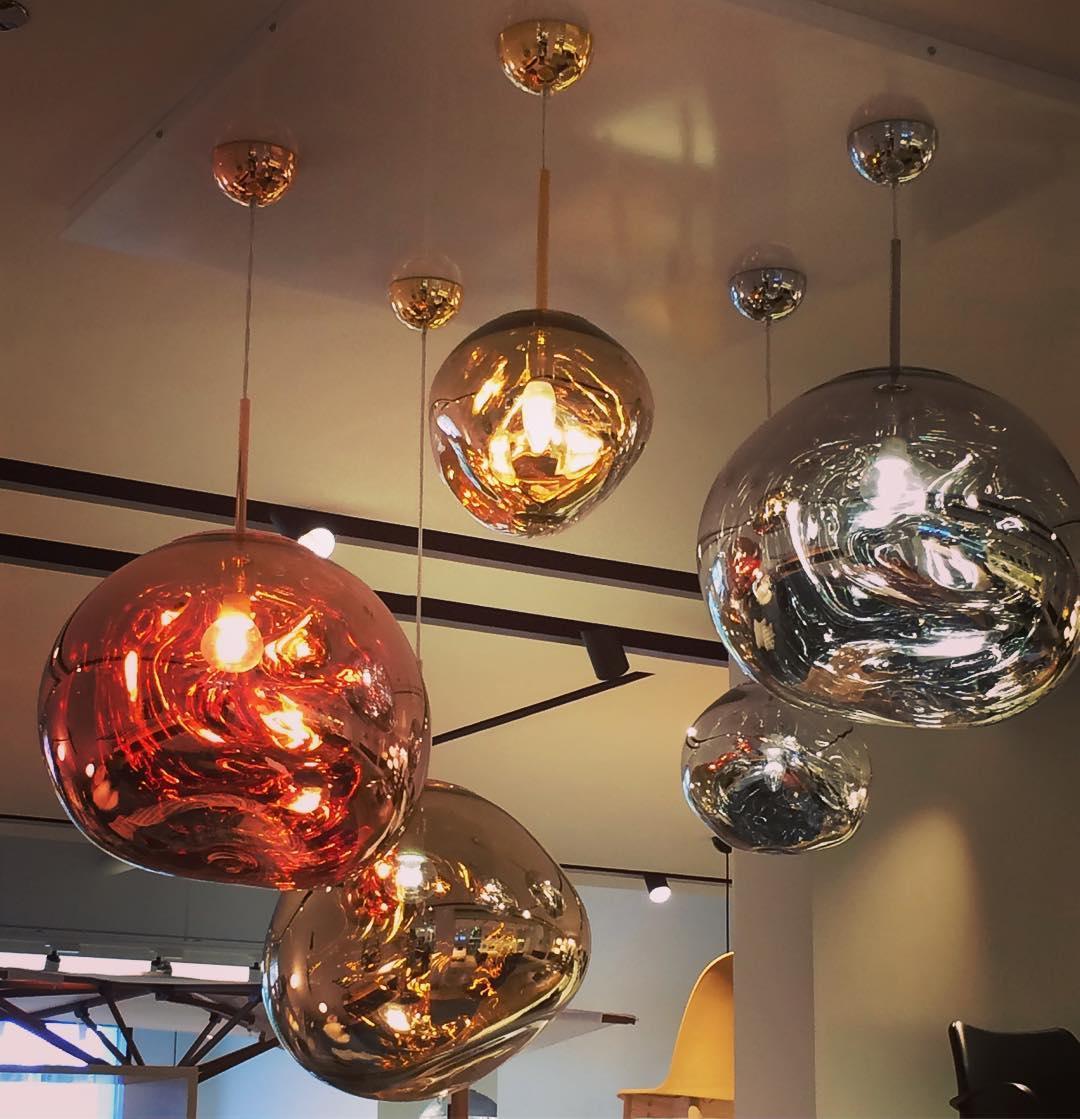 Molten Pendant Light, Mirror Effect Metallic Hanging Lamp