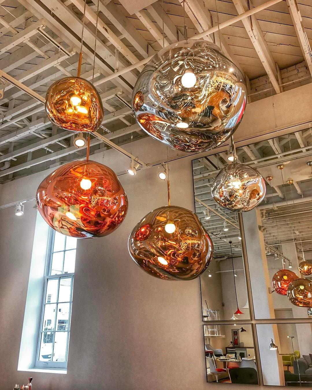 Molten Pendant Light, Mirror Effect Metallic Hanging Lamp