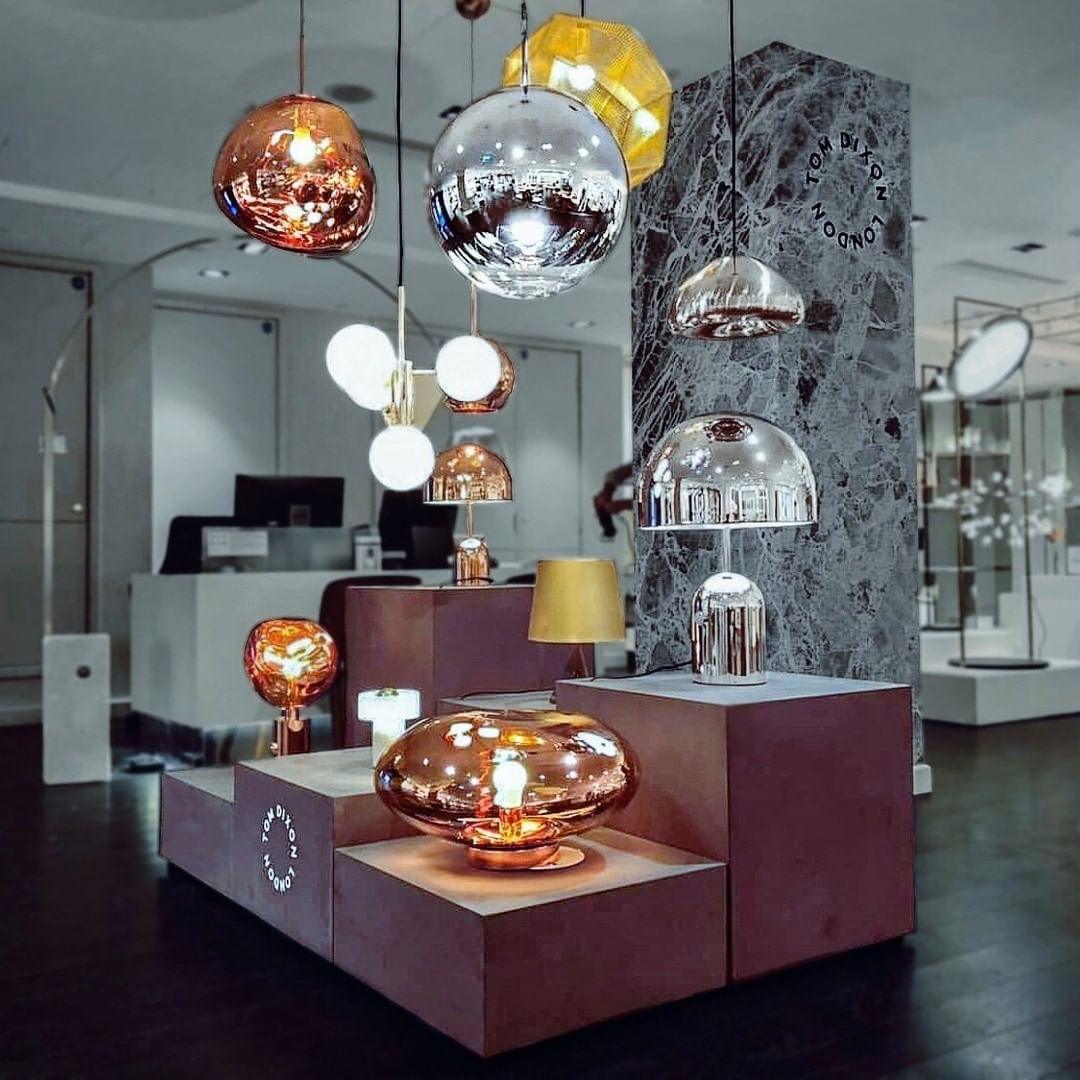 Molten Pendant Light, Mirror Effect Metallic Hanging Lamp