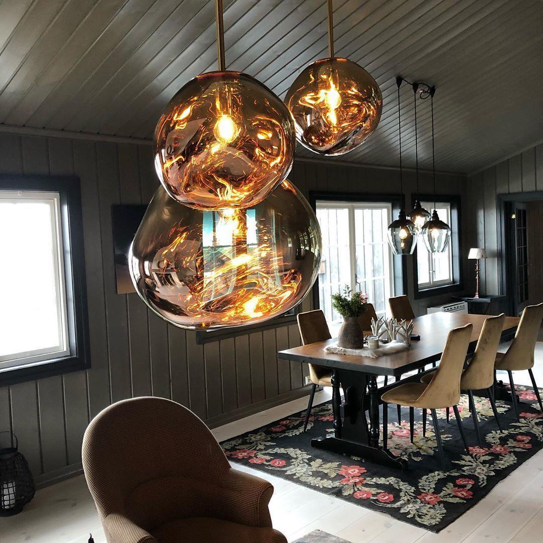 Molten Pendant Light, Mirror Effect Metallic Hanging Lamp
