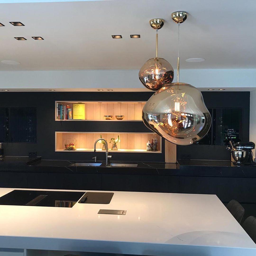 Molten Pendant Light, Mirror Effect Metallic Hanging Lamp
