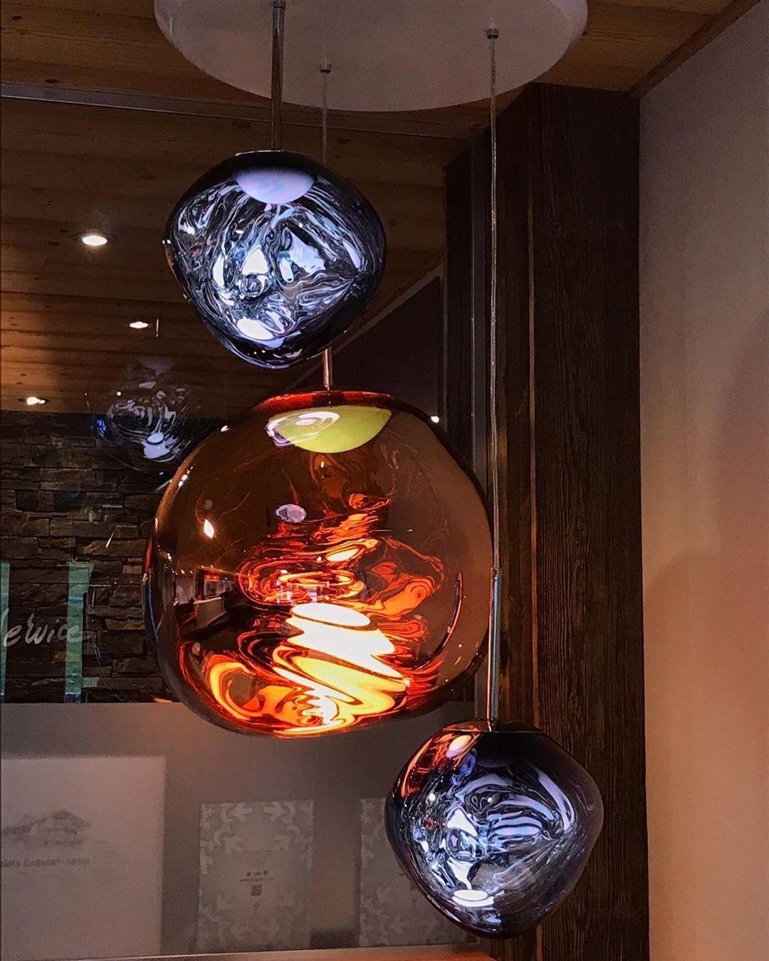Molten Pendant Light, Mirror Effect Metallic Hanging Lamp