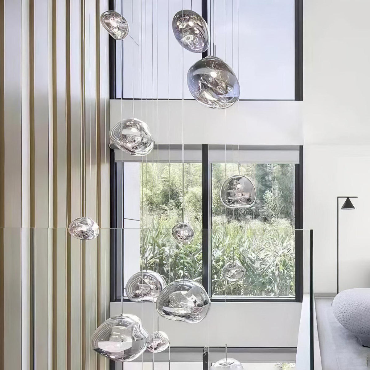 Molten Pendant Light, Mirror Effect Metallic Hanging Lamp