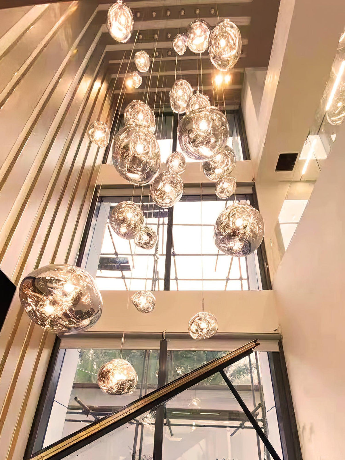 Molten Pendant Light, Mirror Effect Metallic Hanging Lamp