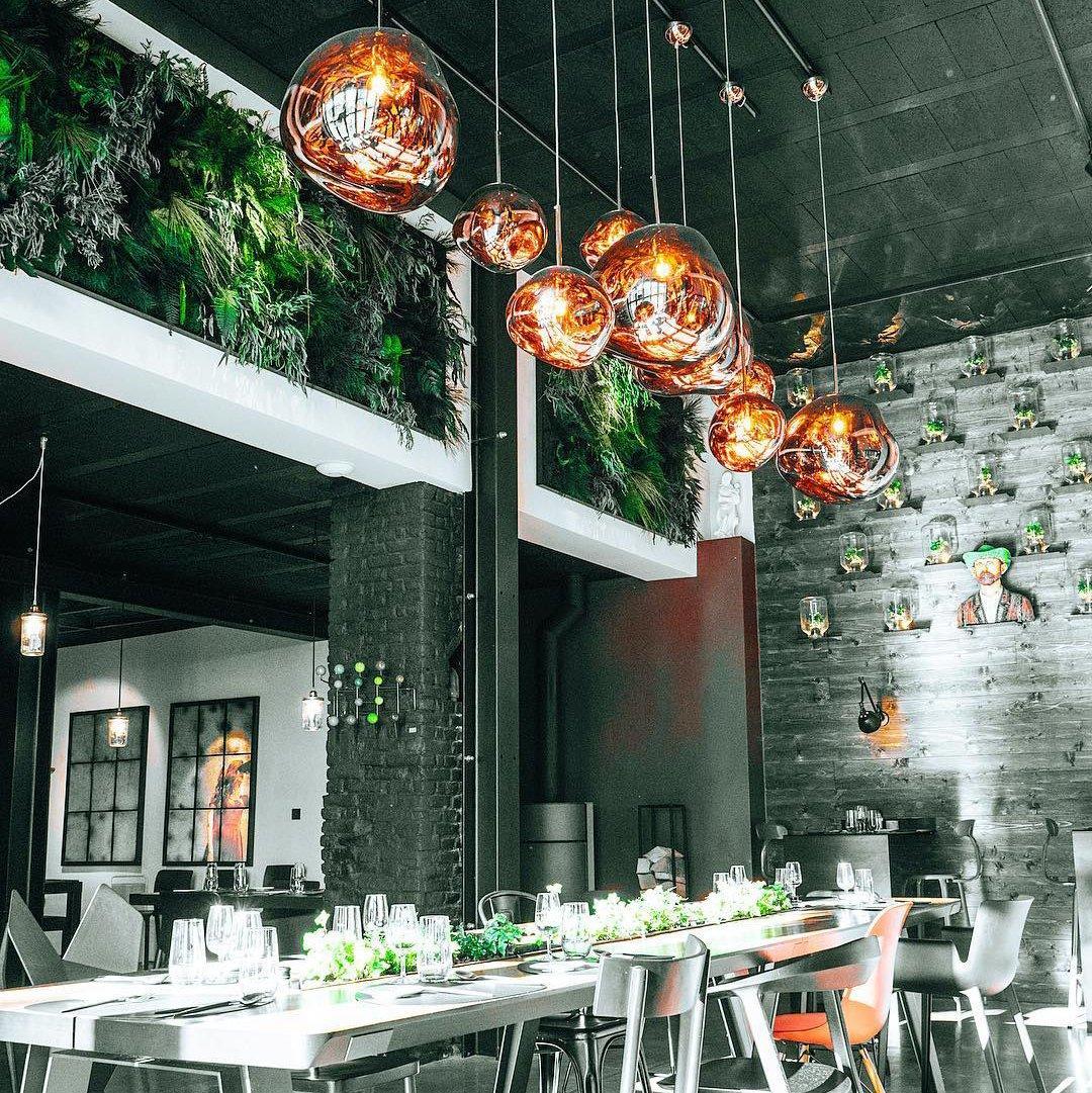 Molten Pendant Light, Mirror Effect Metallic Hanging Lamp