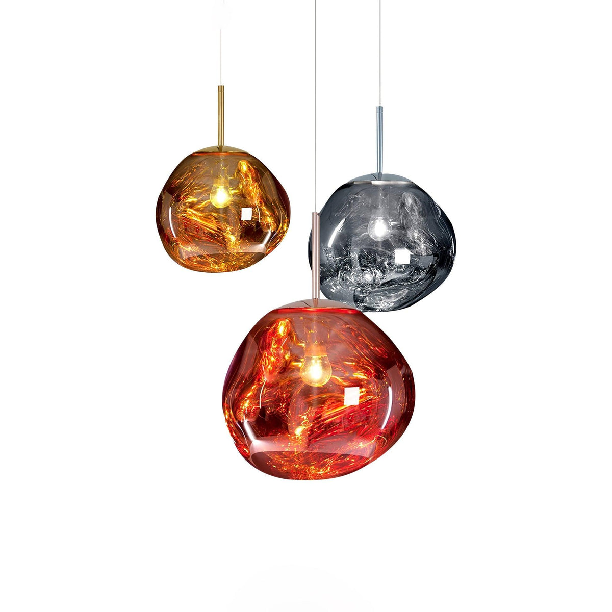 Molten Pendant Light, Mirror Effect Metallic Hanging Lamp