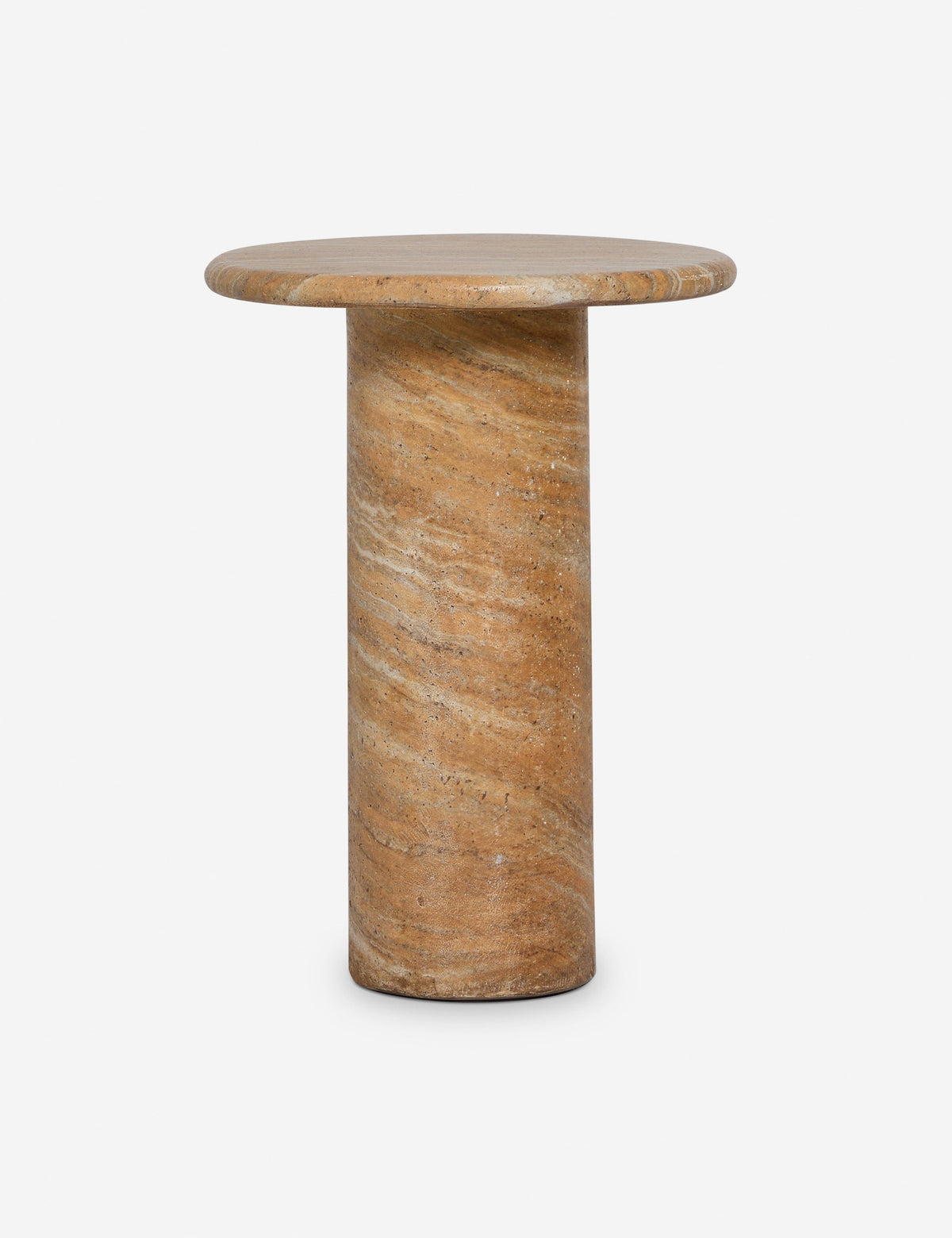 Faux Travertine Side Table, Indoor Outdoor Drink Table