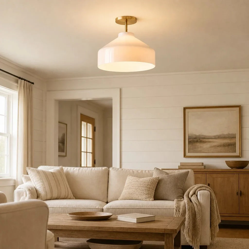 Nordic Flush Mount Ceiling Light, Metal or Glass Dome Shade