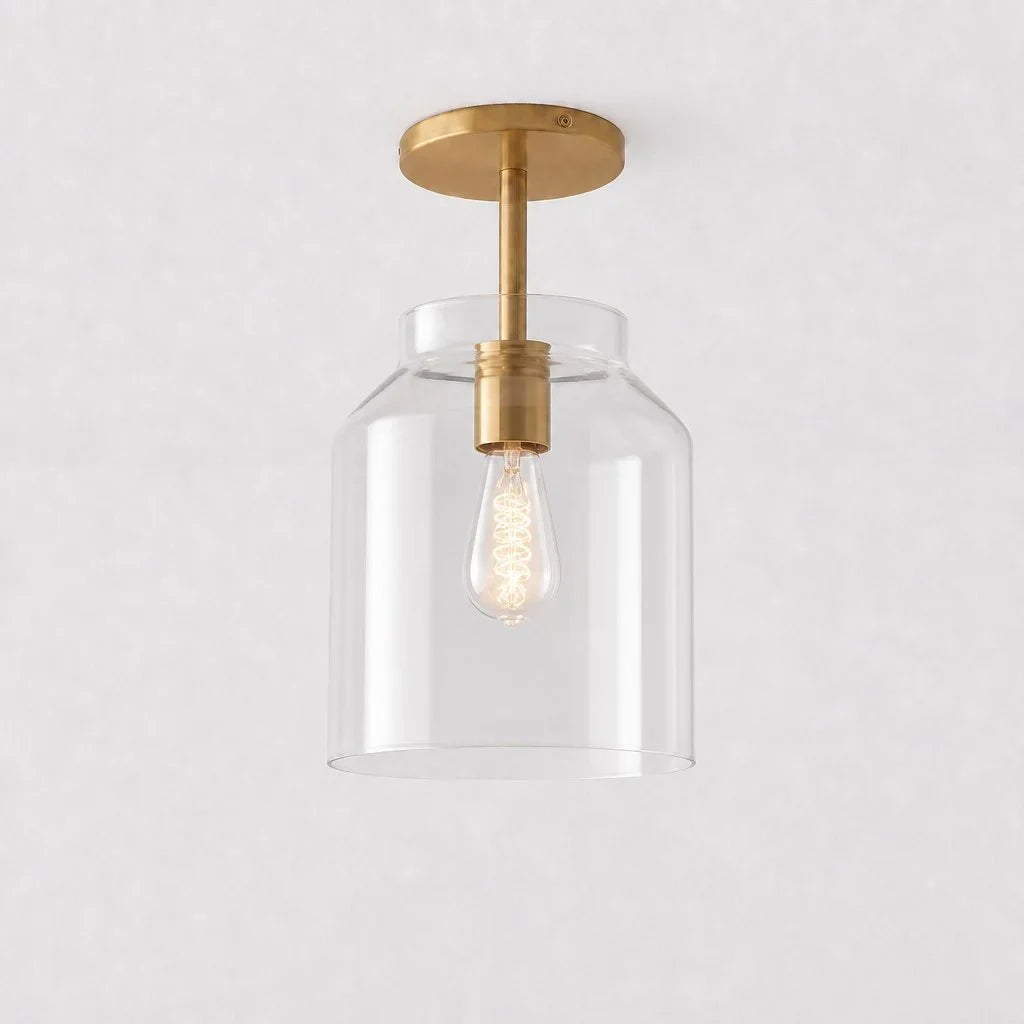 Nordic Flush Mount Ceiling Light, Metal or Glass Dome Shade