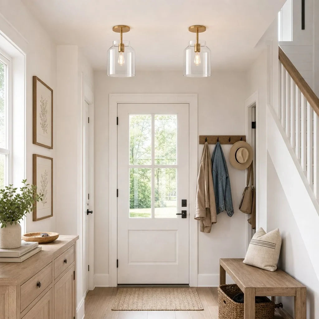 Nordic Flush Mount Ceiling Light, Metal or Glass Dome Shade