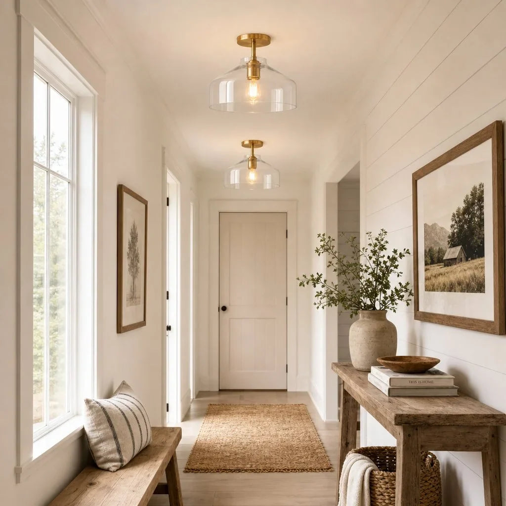 Nordic Flush Mount Ceiling Light, Metal or Glass Dome Shade