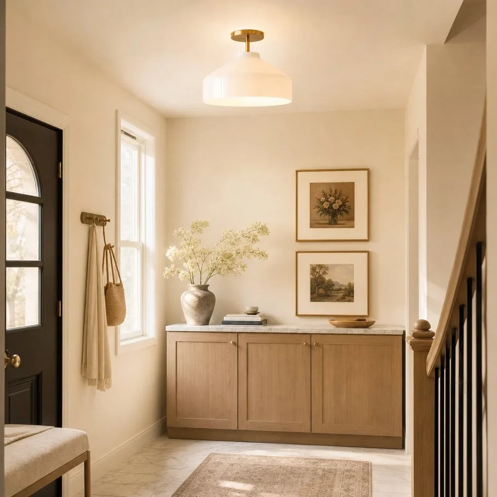 Nordic Flush Mount Ceiling Light, Metal or Glass Dome Shade