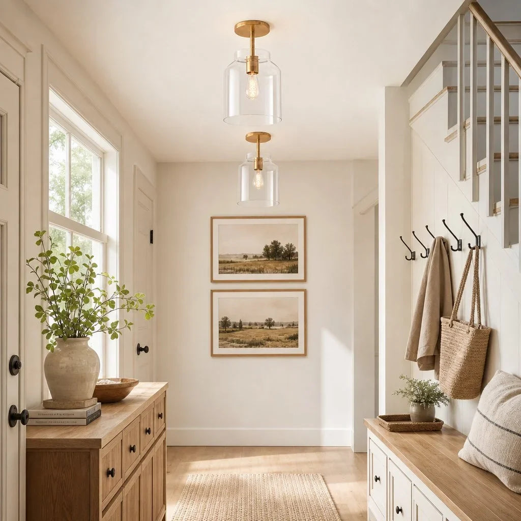 Nordic Flush Mount Ceiling Light, Metal or Glass Dome Shade