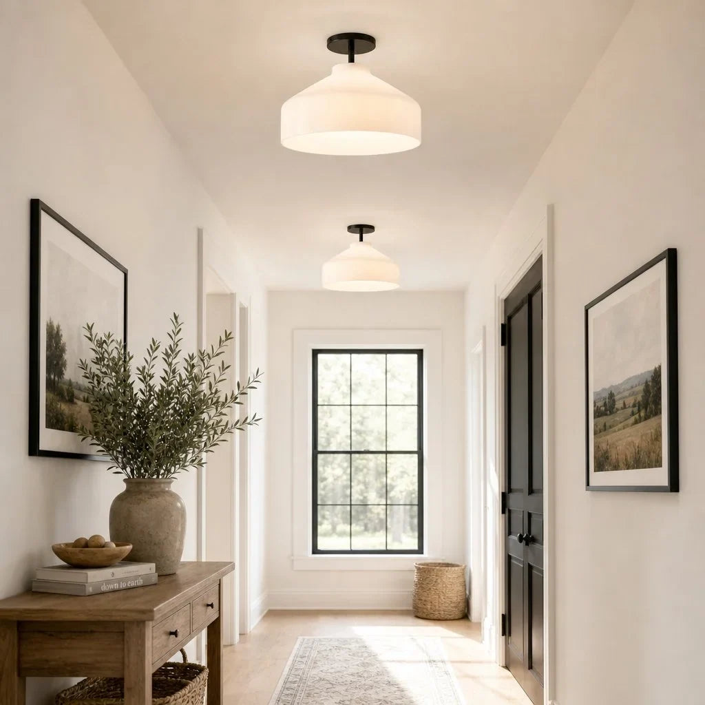 Nordic Flush Mount Ceiling Light, Metal or Glass Dome Shade