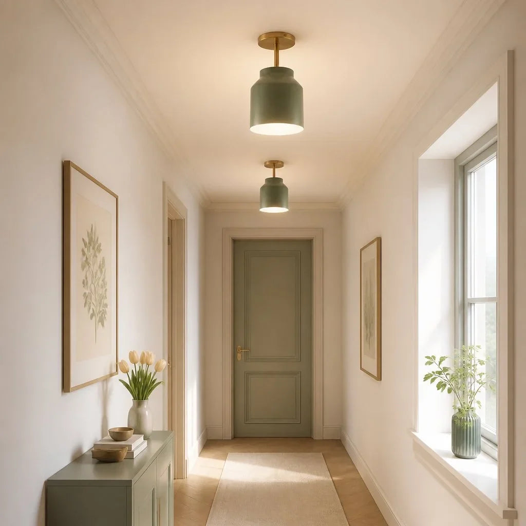 Nordic Flush Mount Ceiling Light, Metal or Glass Dome Shade