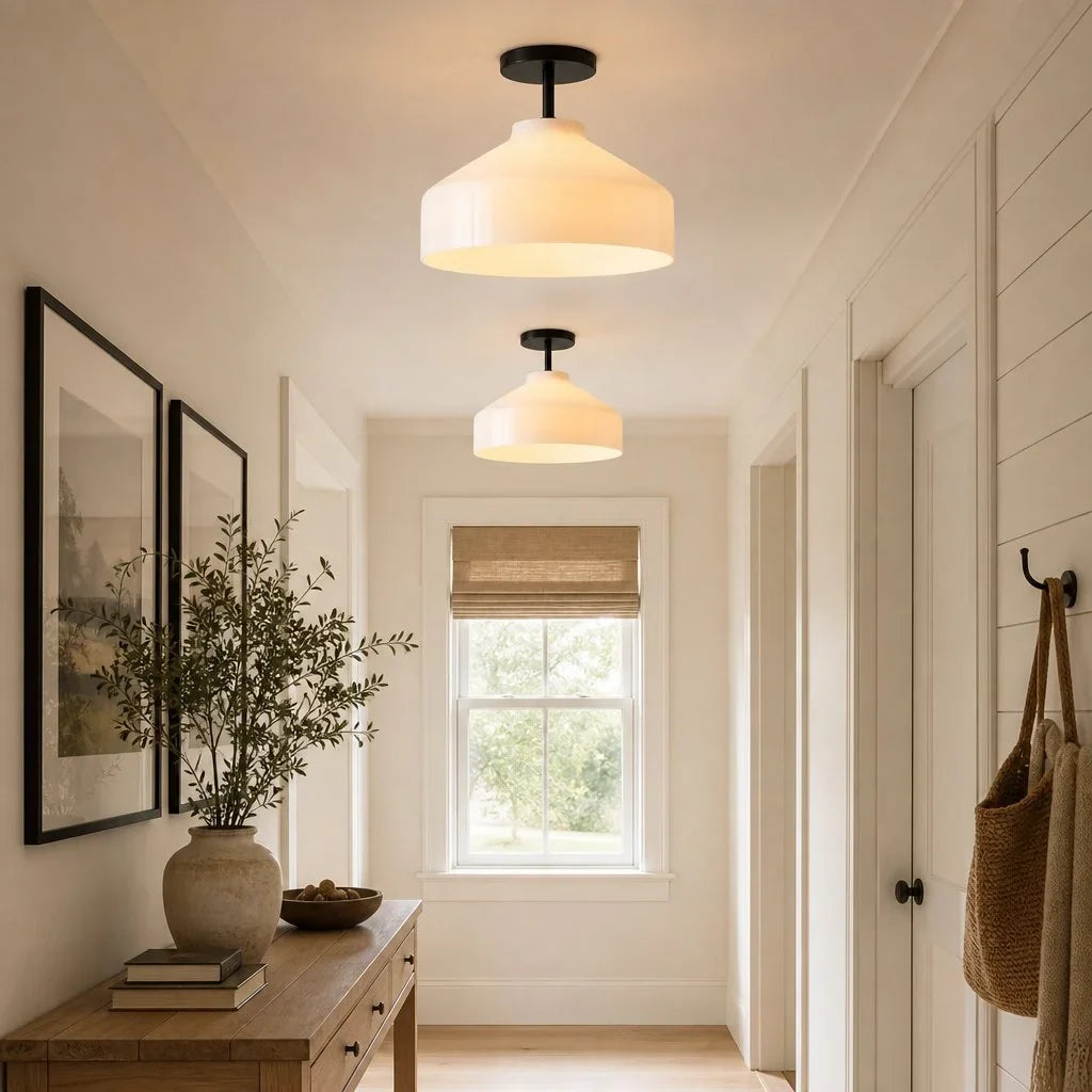 Nordic Flush Mount Ceiling Light, Metal or Glass Dome Shade