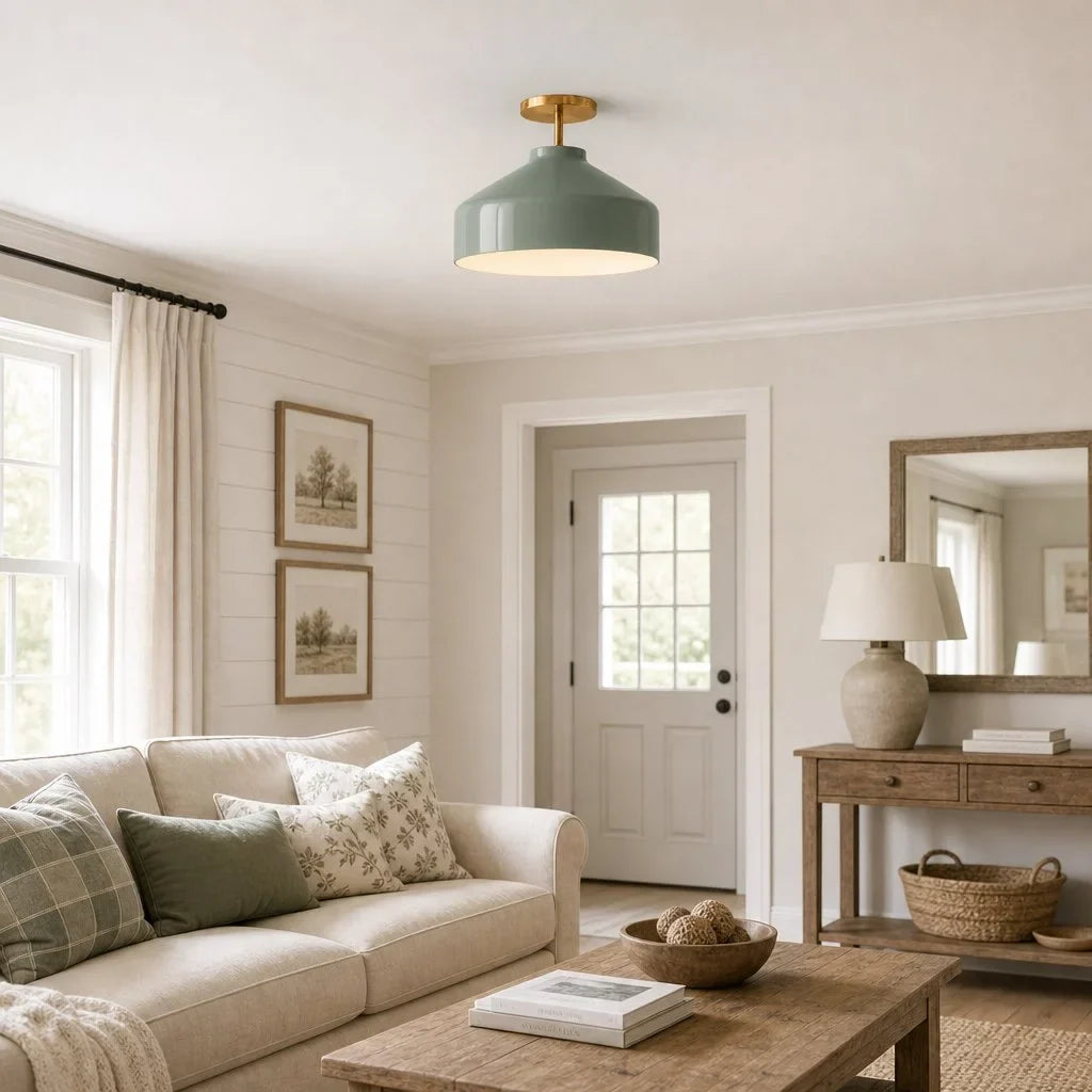 Nordic Flush Mount Ceiling Light, Metal or Glass Dome Shade