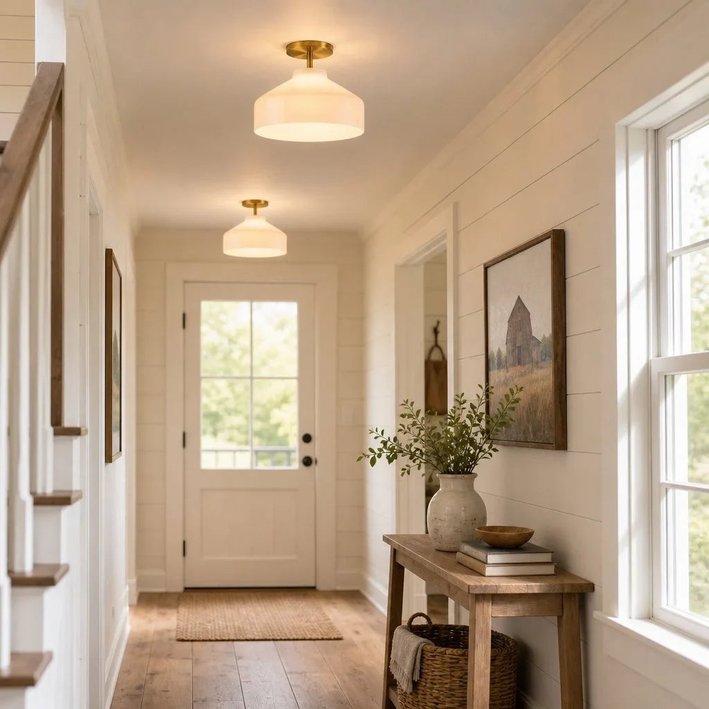 Nordic Flush Mount Ceiling Light, Metal or Glass Dome Shade