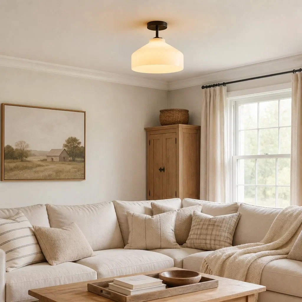 Nordic Flush Mount Ceiling Light, Metal or Glass Dome Shade