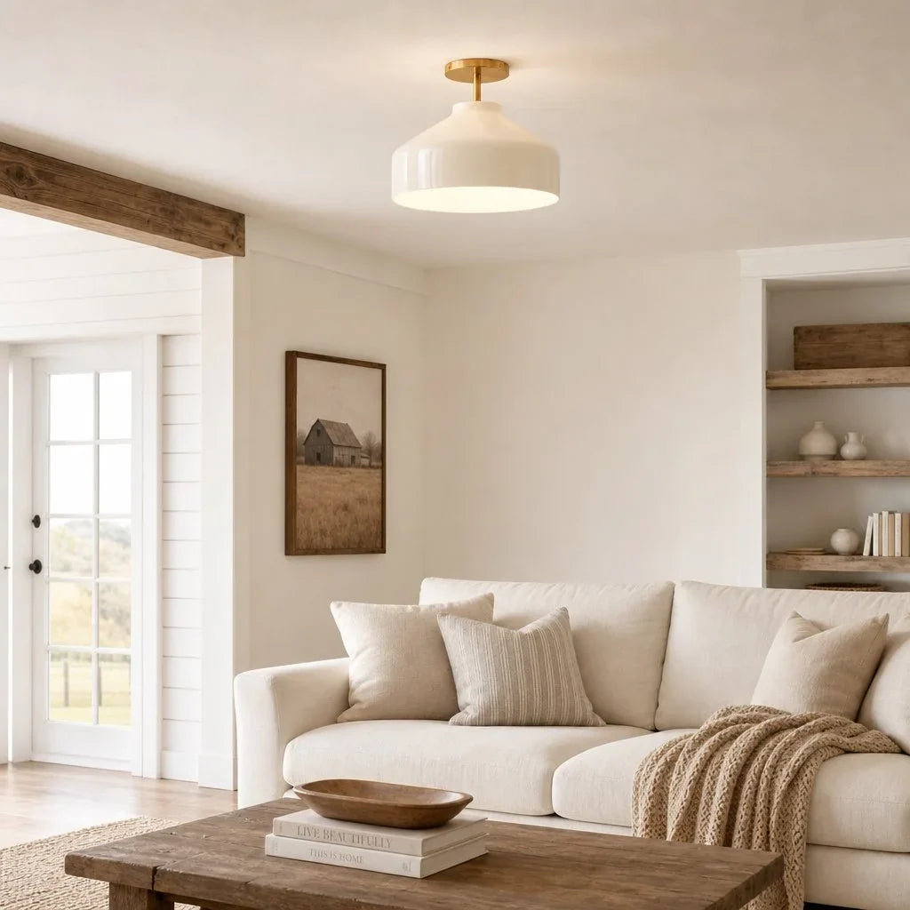 Nordic Flush Mount Ceiling Light, Metal or Glass Dome Shade
