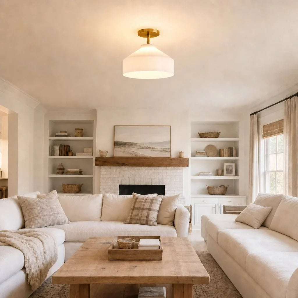 Nordic Flush Mount Ceiling Light, Metal or Glass Dome Shade