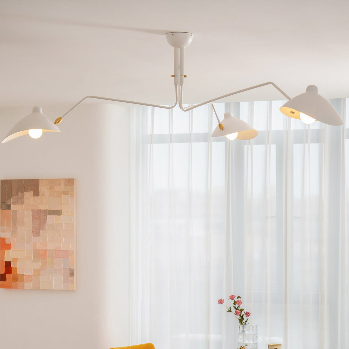 Mid Century Multi-Arm Chandelier, Linear Dining Room Light