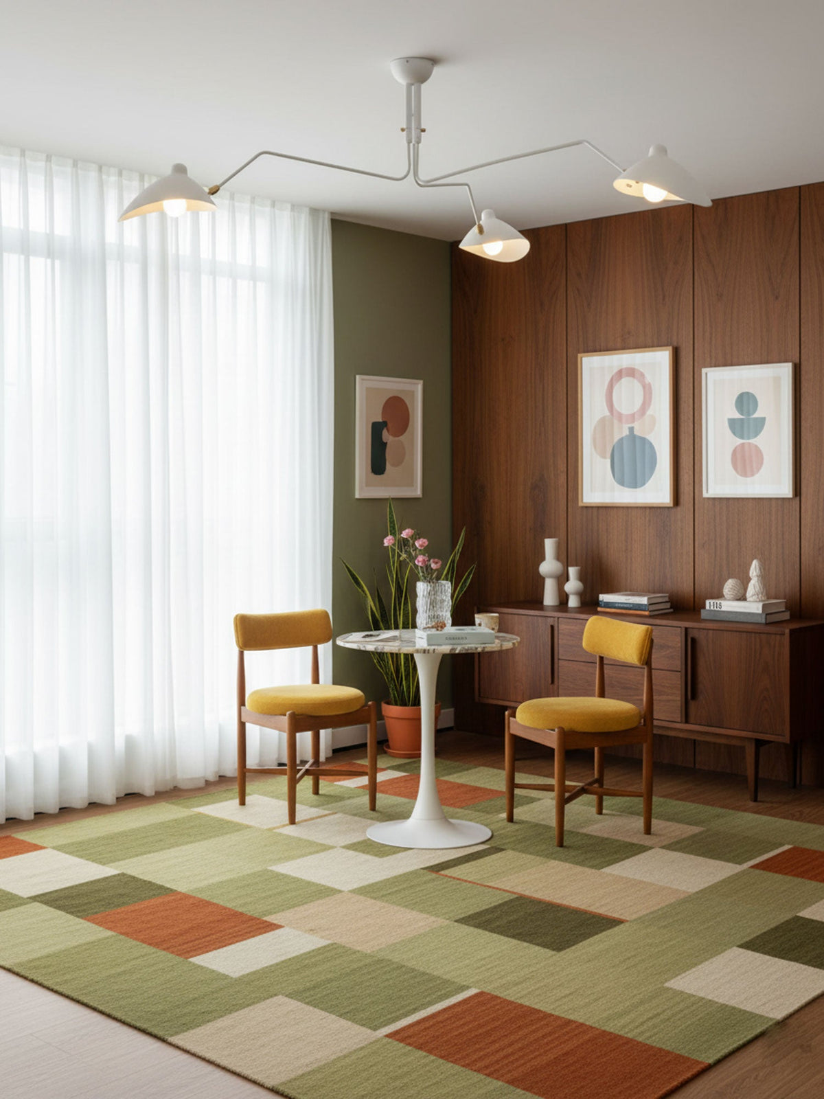 Mid Century Multi-Arm Chandelier, Linear Dining Room Light