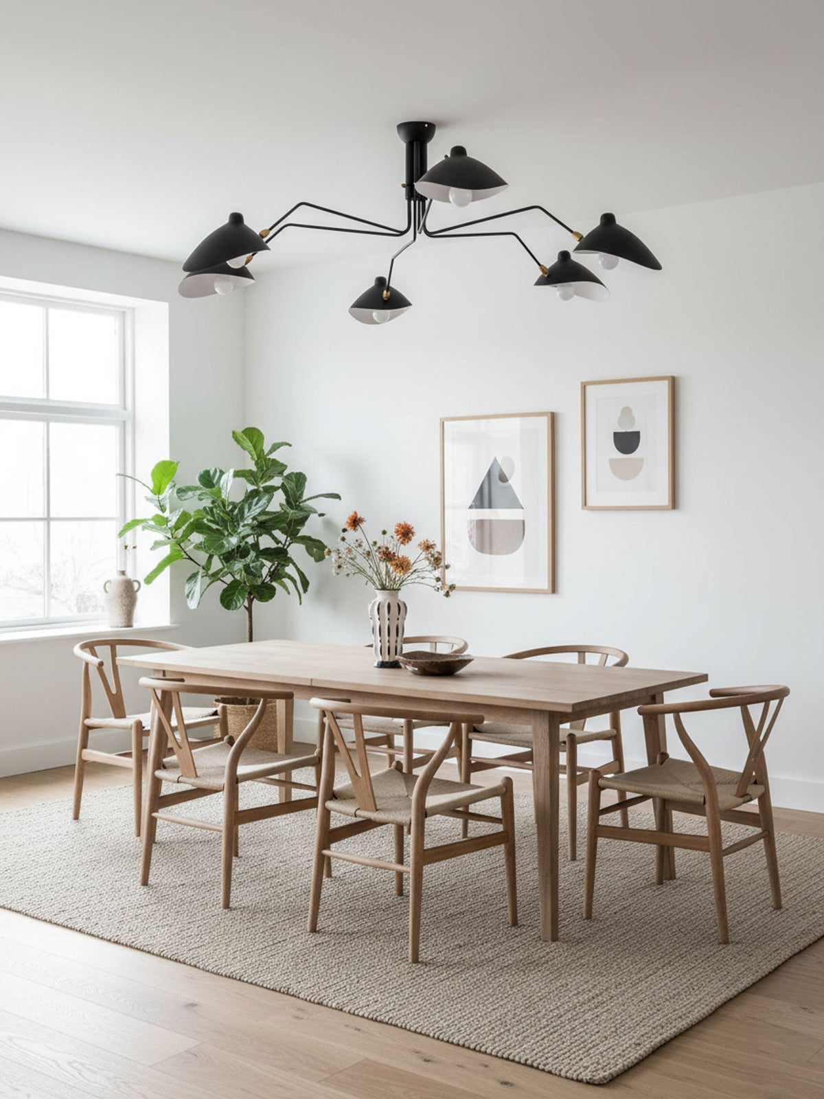Mid Century Multi-Arm Chandelier, Linear Dining Room Light