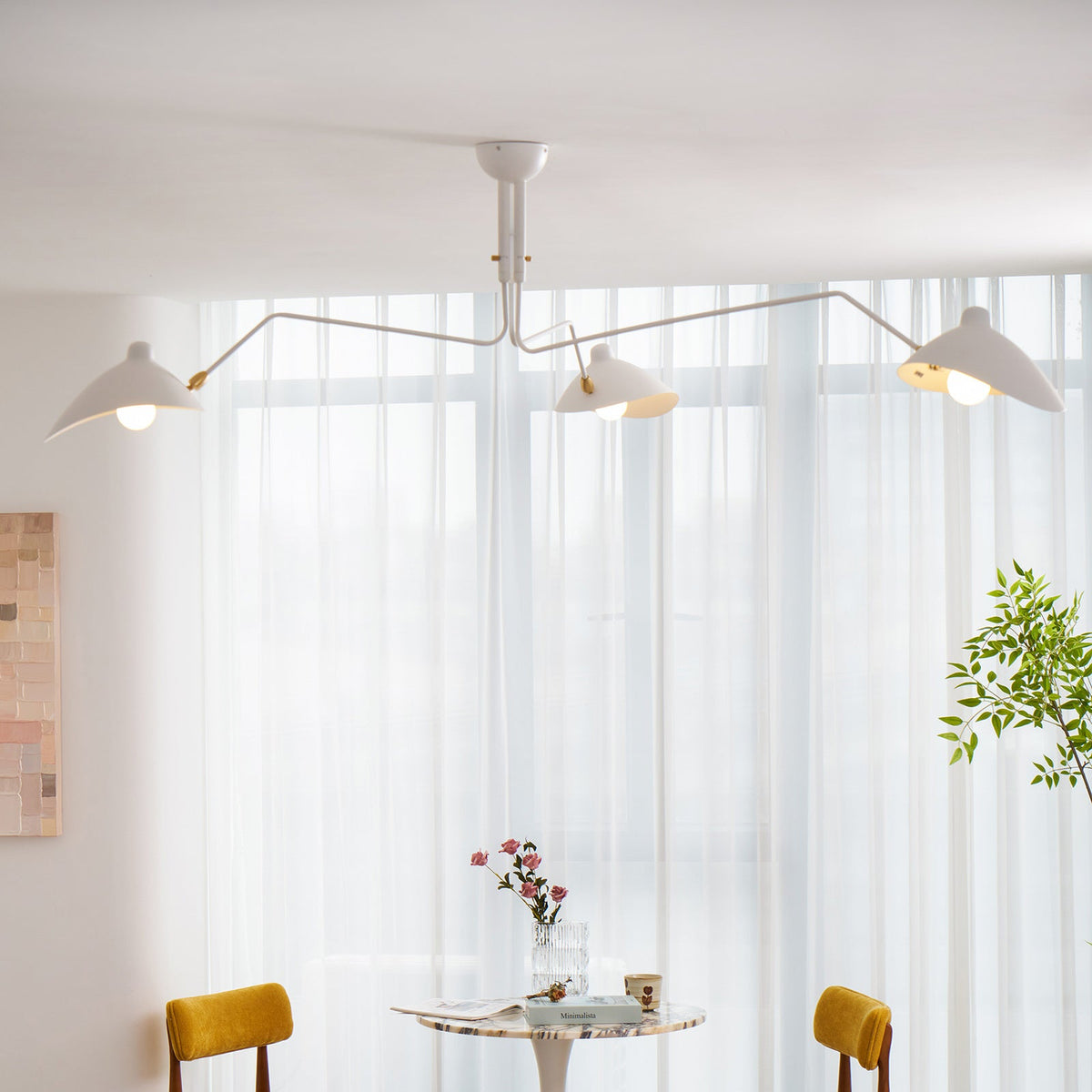Mid Century Multi-Arm Chandelier, Linear Dining Room Light