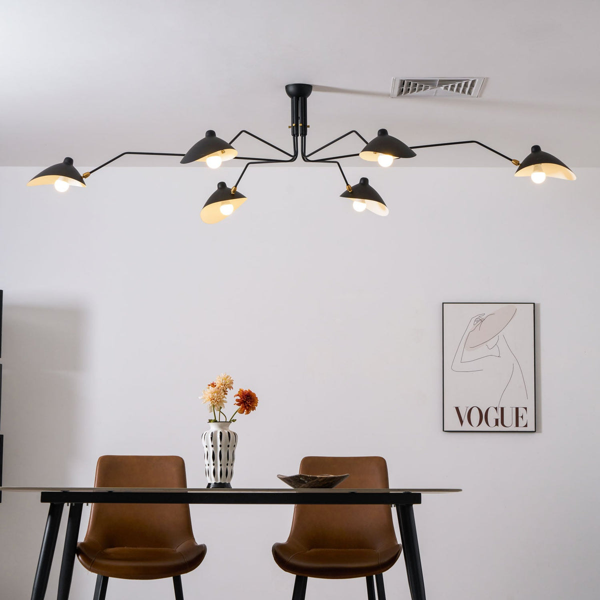 Mid Century Multi-Arm Chandelier, Linear Dining Room Light