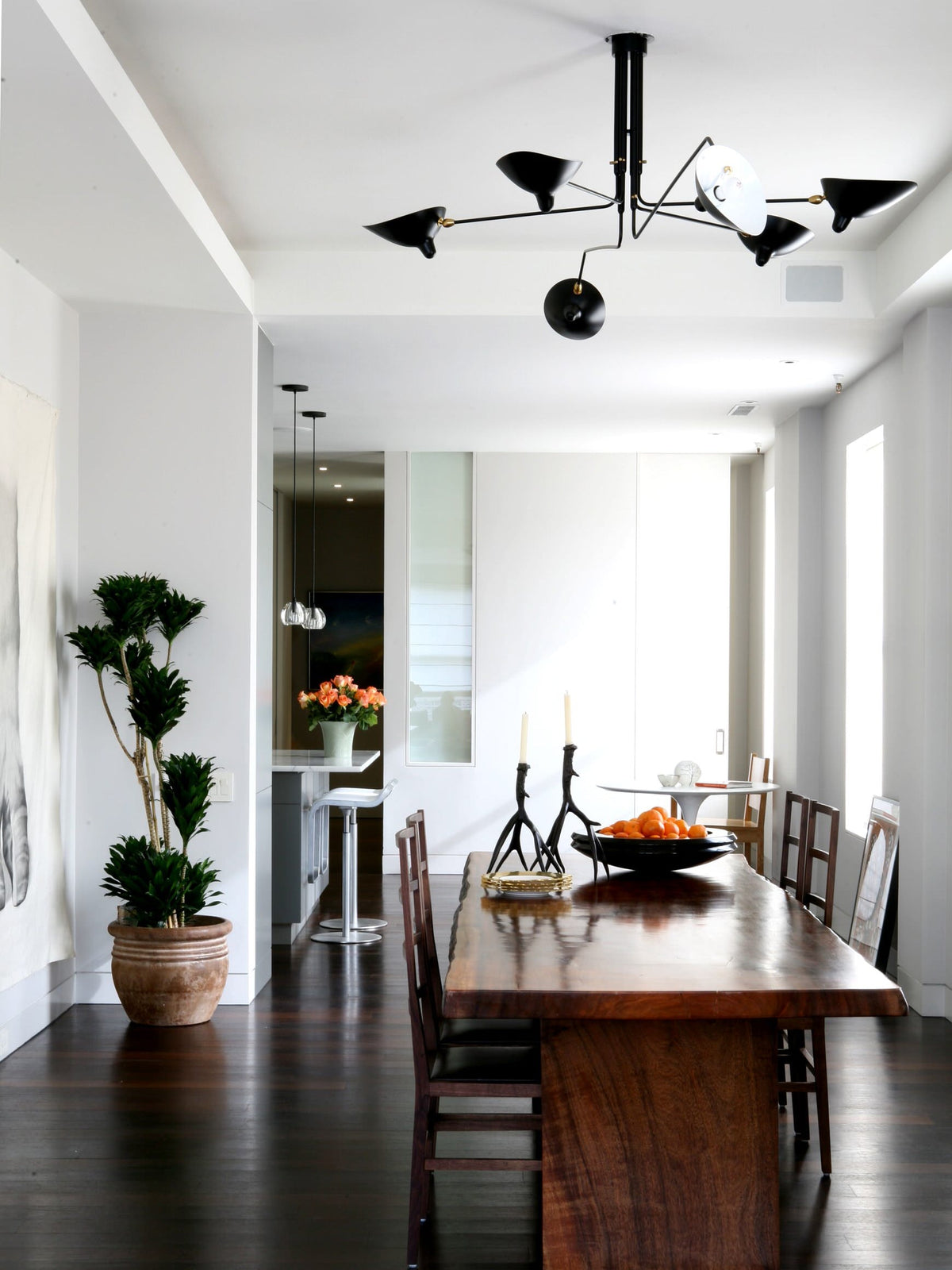 Mid Century Multi-Arm Chandelier, Linear Dining Room Light
