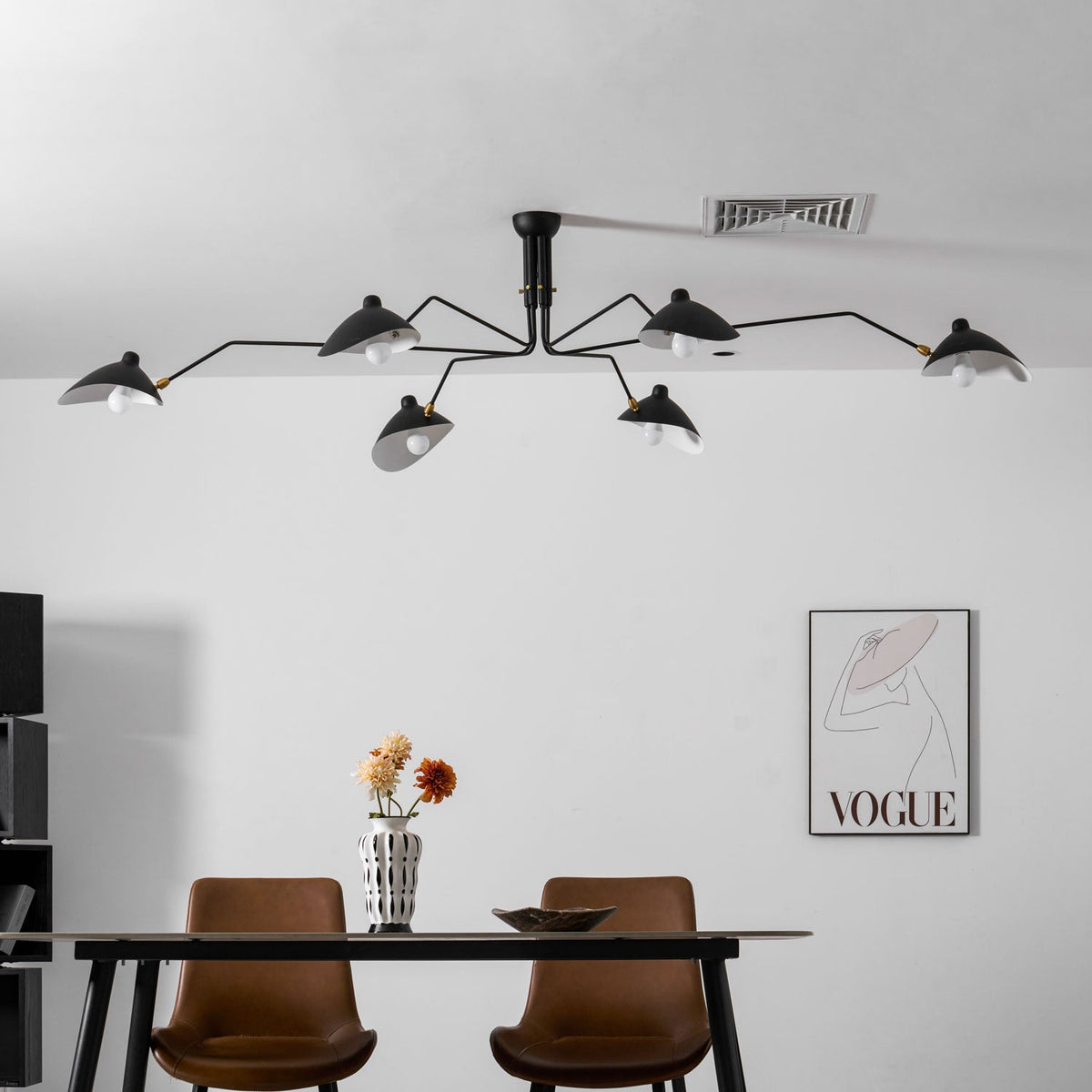 Mid Century Multi-Arm Chandelier, Linear Dining Room Light
