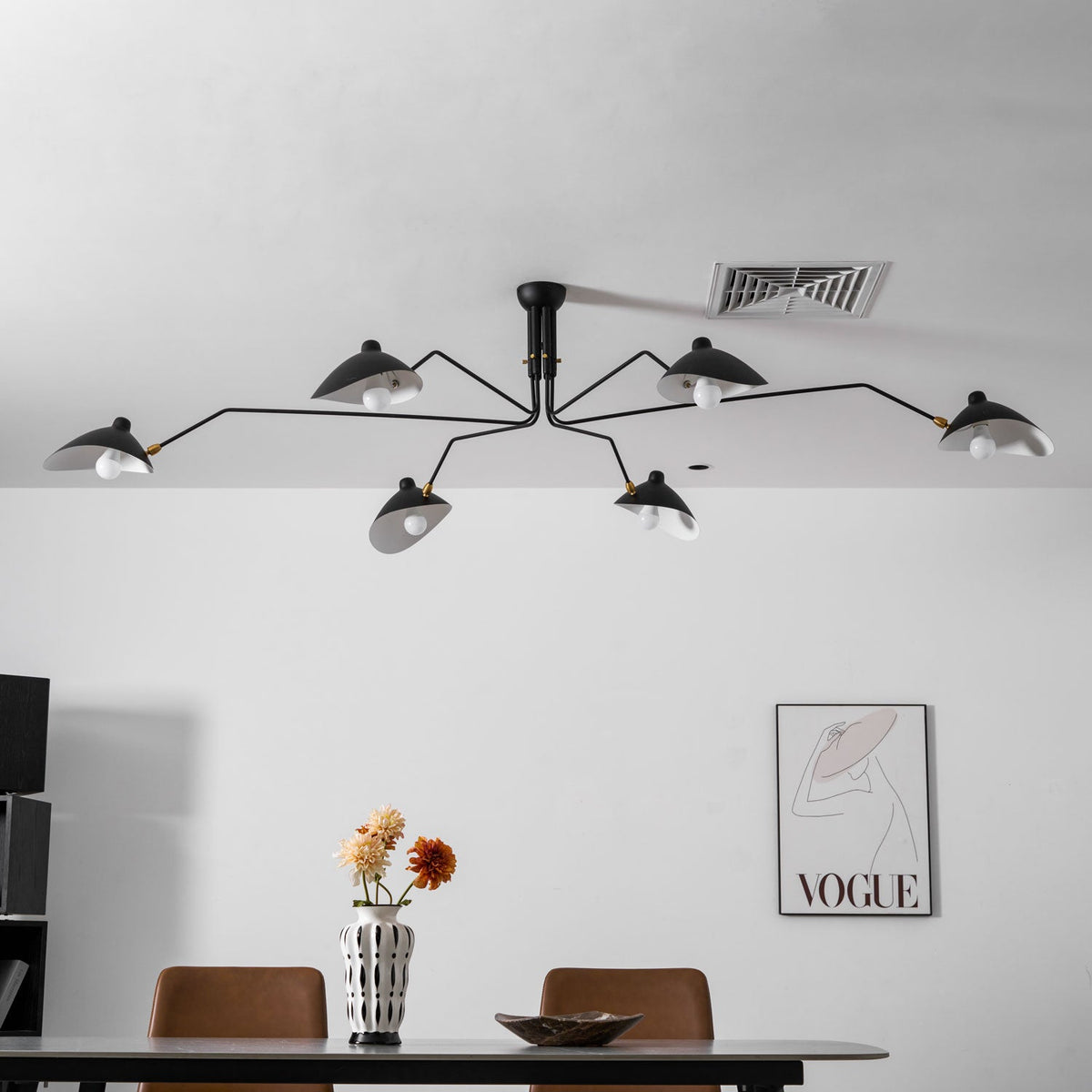 Mid Century Multi-Arm Chandelier, Linear Dining Room Light