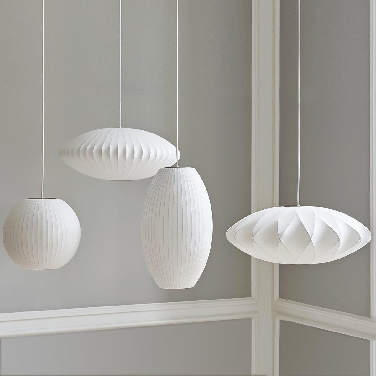 Silk Bubble Pendant Light, Mid Century Bubble Lamp Shade