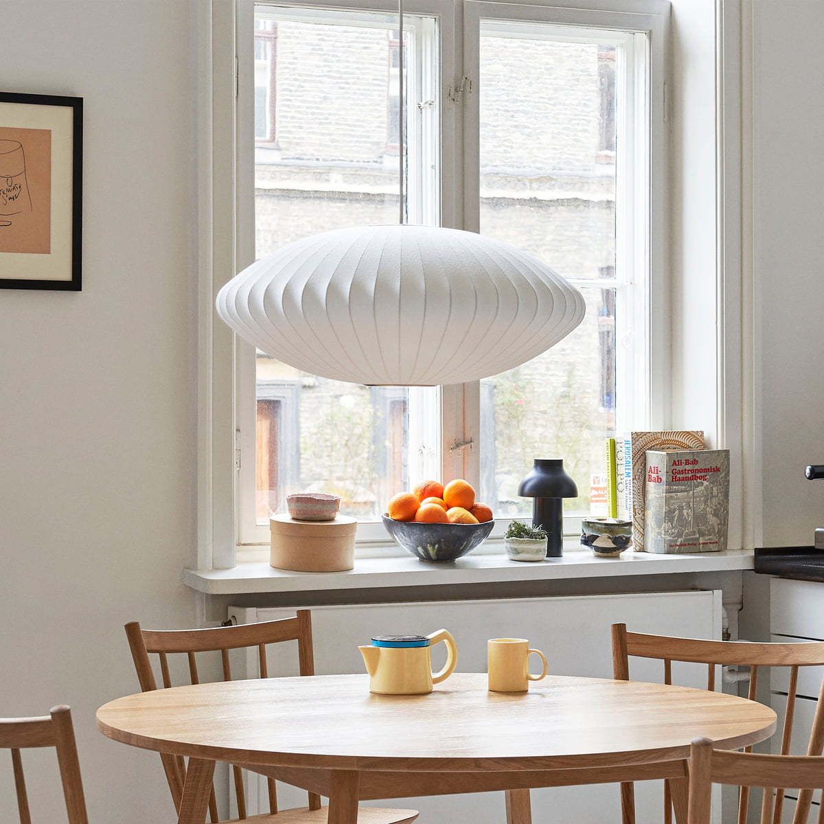 Silk Bubble Pendant Light, Mid Century Bubble Lamp Shade