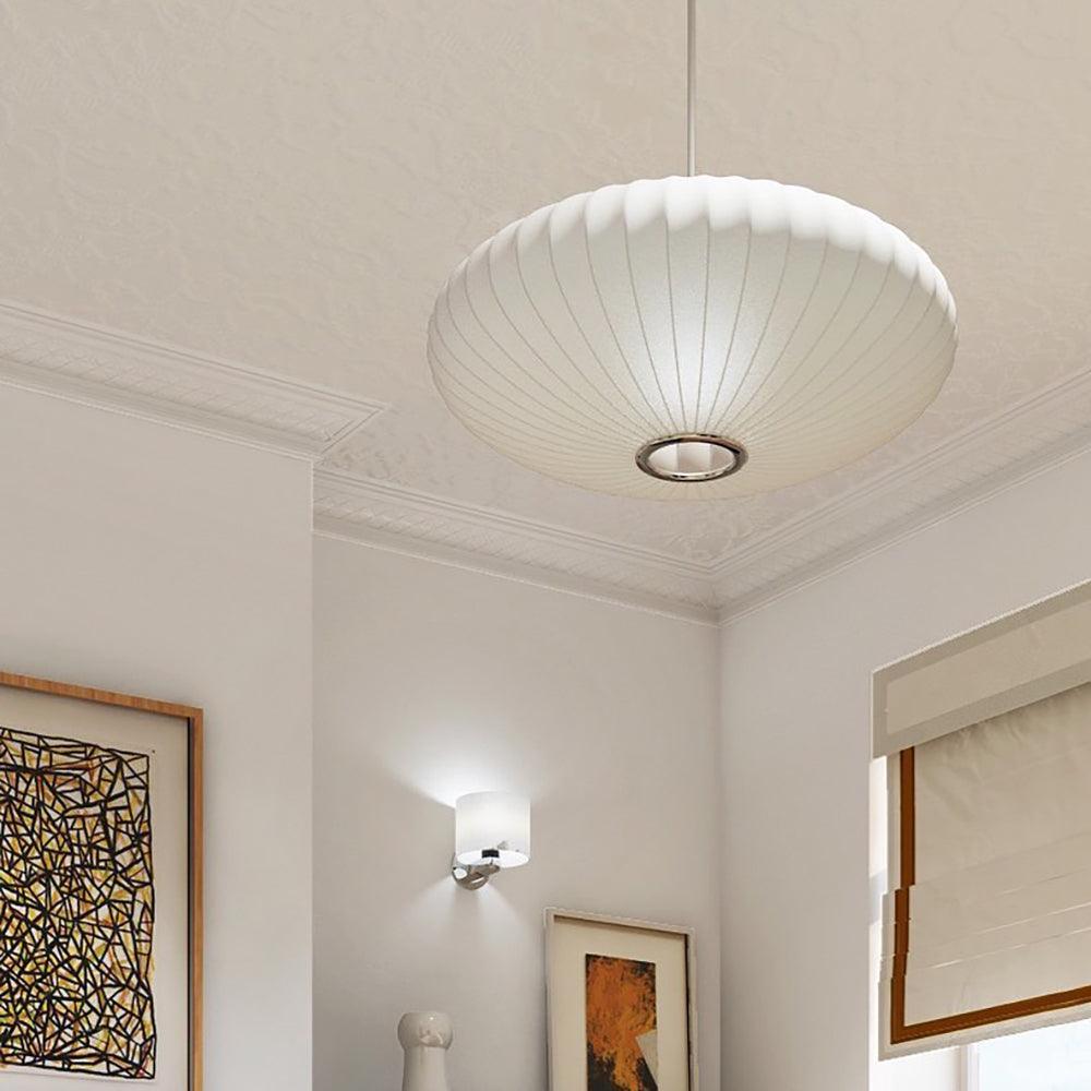 Silk Bubble Pendant Light, Mid Century Bubble Lamp Shade