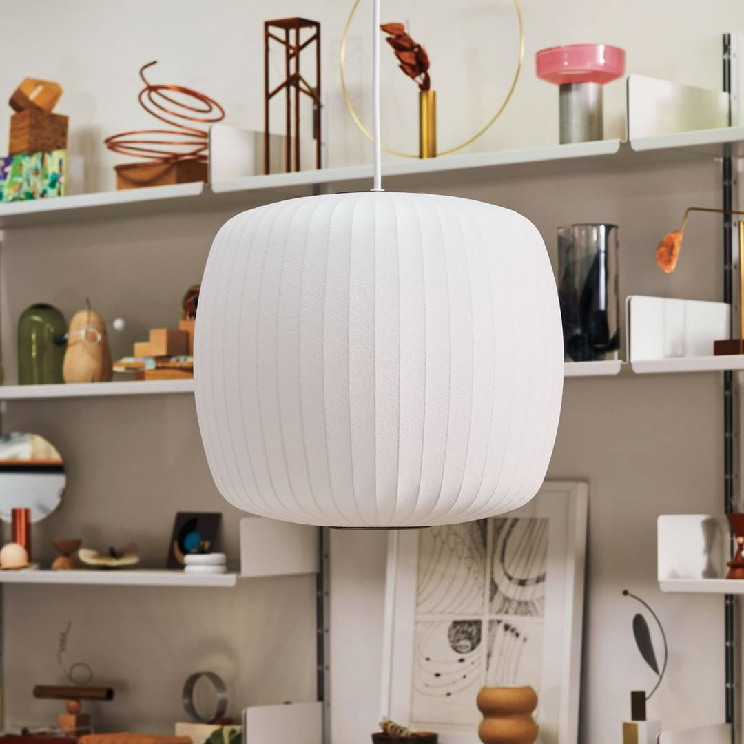 Silk Bubble Pendant Light, Mid Century Bubble Lamp Shade