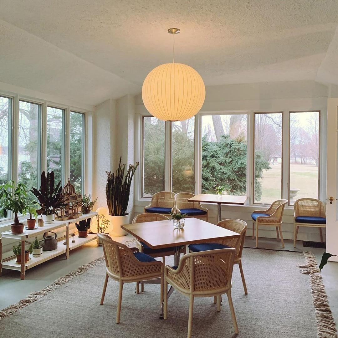 Silk Bubble Pendant Light, Mid Century Bubble Lamp Shade
