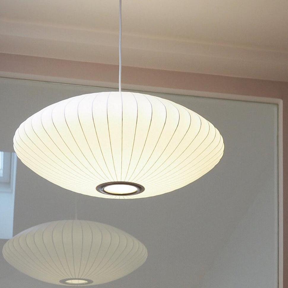 Silk Bubble Pendant Light, Mid Century Bubble Lamp Shade