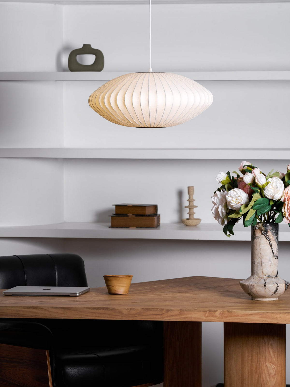 Silk Bubble Pendant Light, Mid Century Bubble Lamp Shade