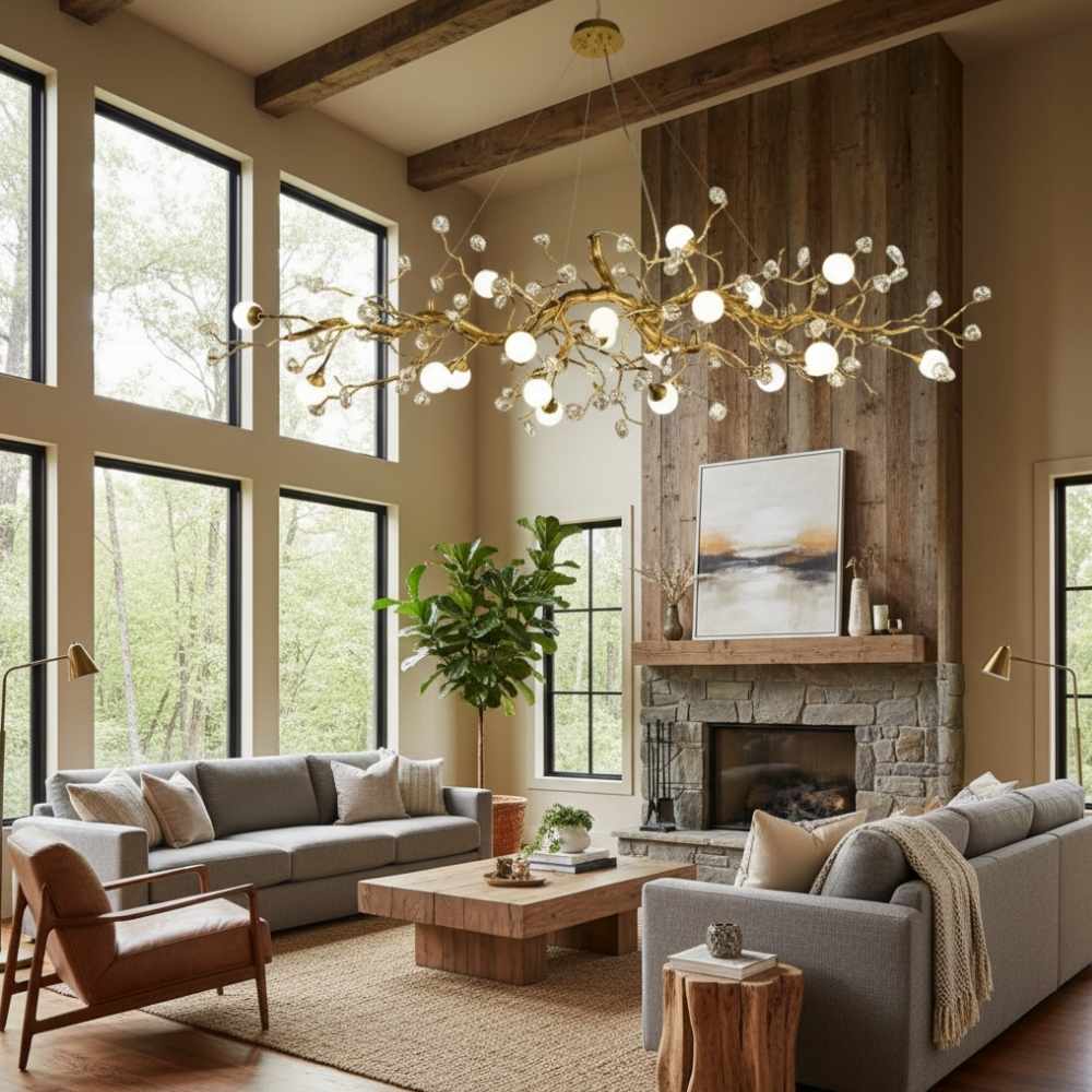 Linear Globe Branch Chandelier, Crystal Dining Island Light