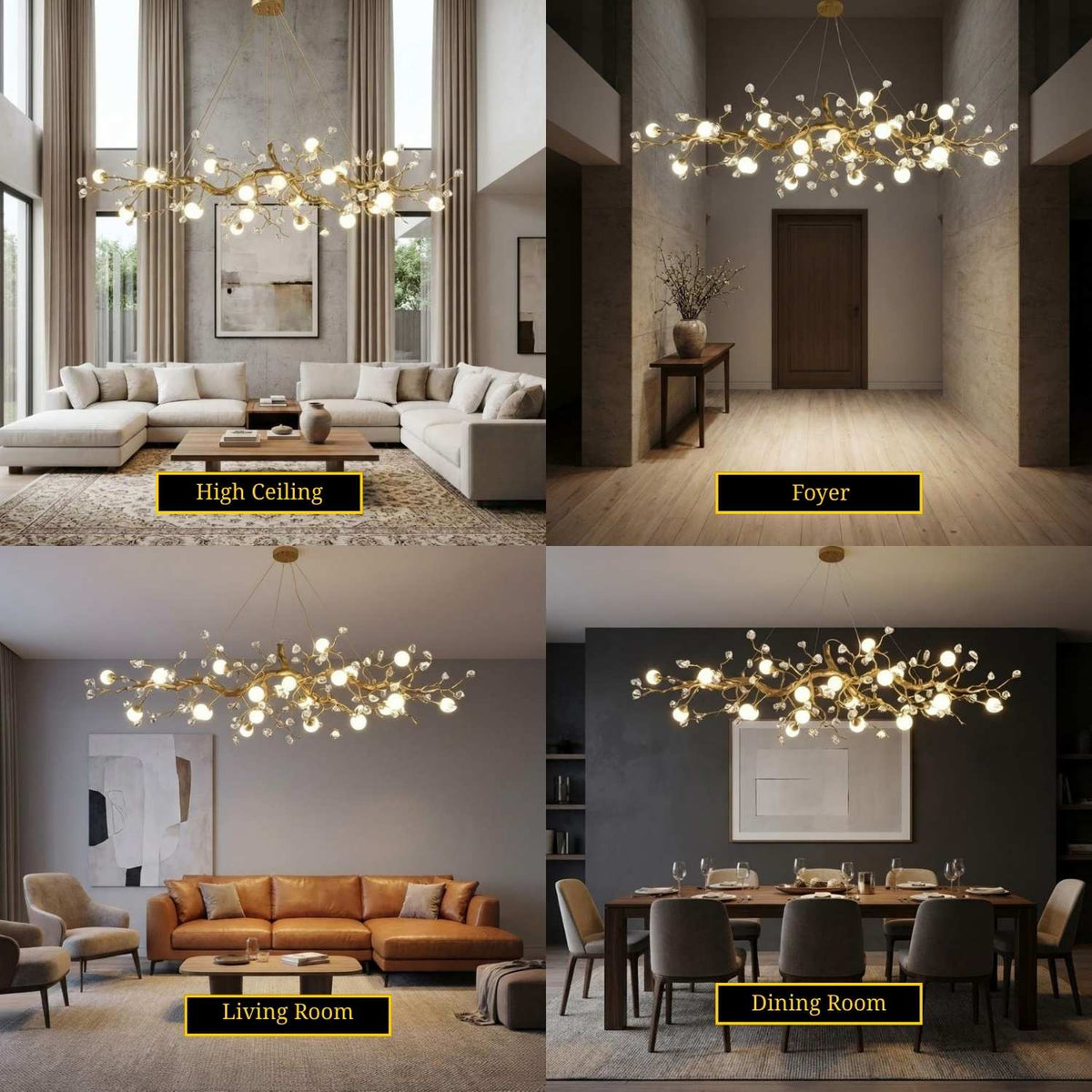 Linear Globe Branch Chandelier, Crystal Dining Island Light