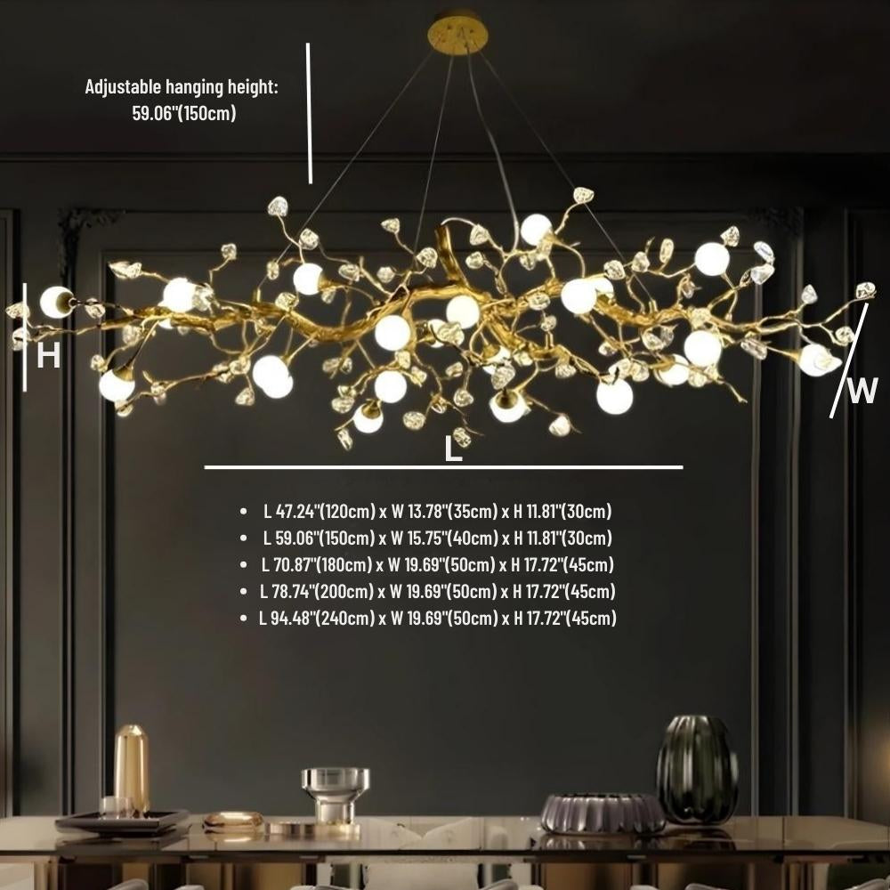 Linear Globe Branch Chandelier, Crystal Dining Island Light